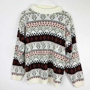 Vintage La Vista Fair Isle Sweater Made in USA Nordic Knit Pullover Retro 80s